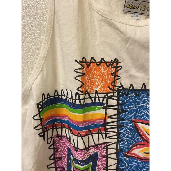 NWT 80s Vintage Jacques Moret Double Tank Top ETHNIC BLOCK PRINT TANK TOP OS - Picture 3 of 7